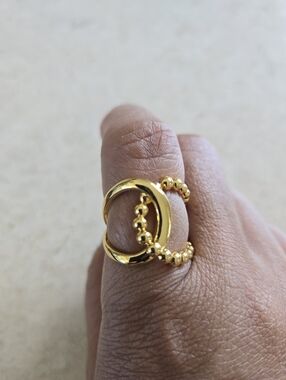 Brand New CC Chanel Style Bubble Women's Ring Stainless Steel Gold Plated/Filled